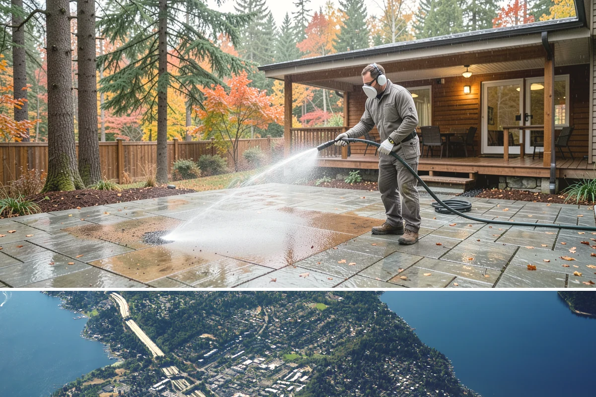 Spring Exterior Cleaning in Mercer Island, King County, WA - Late March through May is ideal, once the heavy rains ease but before summer sun locks winter growth into the surface.