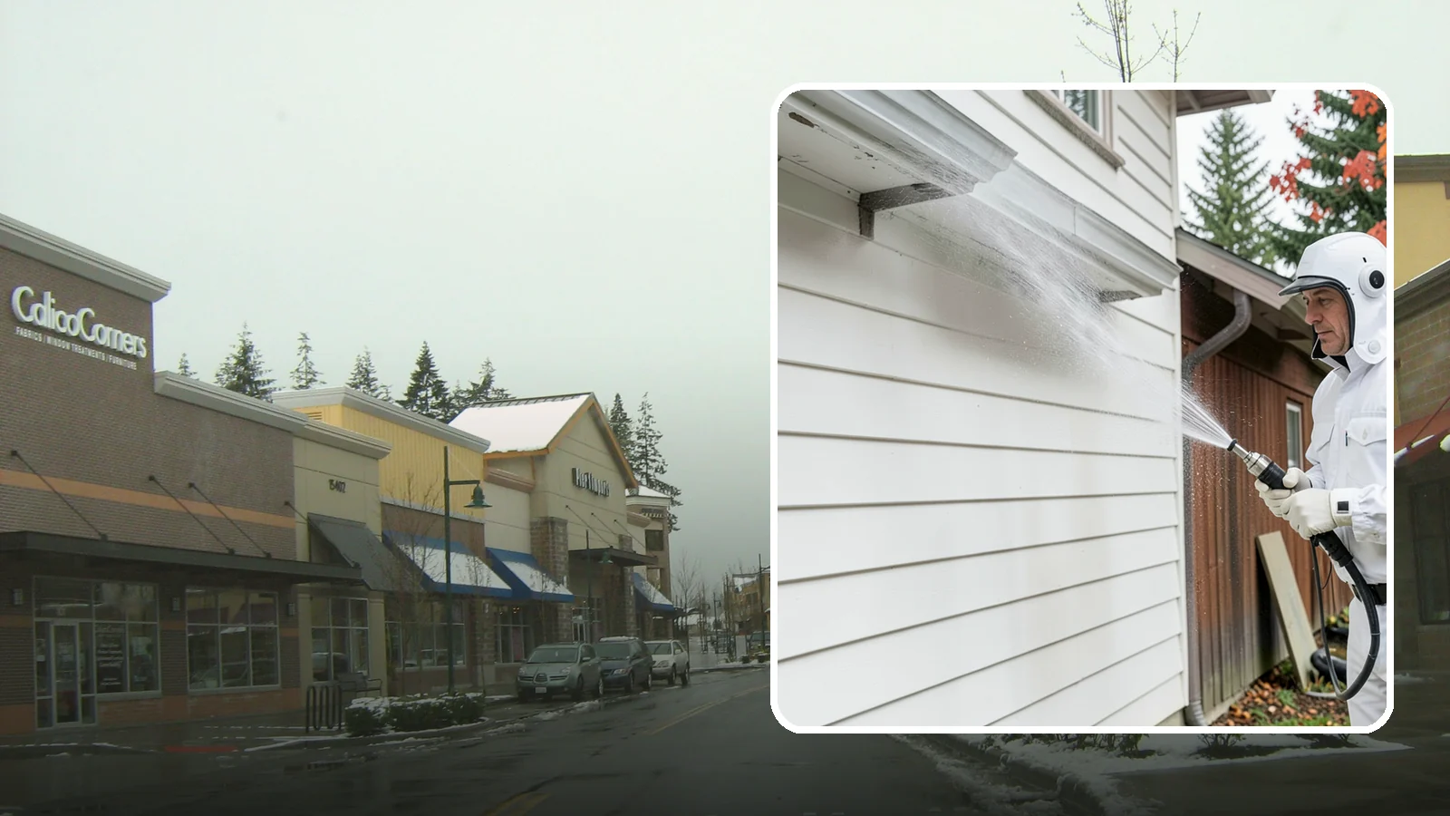 Spring Exterior Cleaning in Mill Creek, Snohomish County, WA - A spring exterior cleaning clears away the green film and grime that build up on Washington homes through the long, wet...