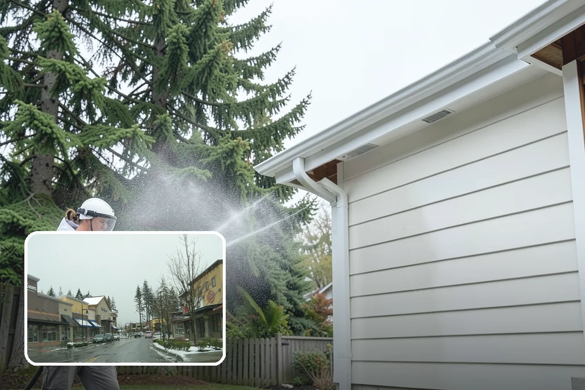 Spring Exterior Cleaning in Mill Creek, Snohomish County, WA - Removes the algae and pollen that accumulate over a soggy Washington winter
