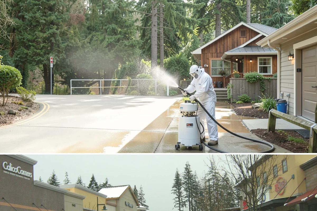Spring Exterior Cleaning in Mill Creek, Snohomish County, WA - Late March through May is ideal, once the heavy rains ease but before summer sun locks winter growth into the surface.