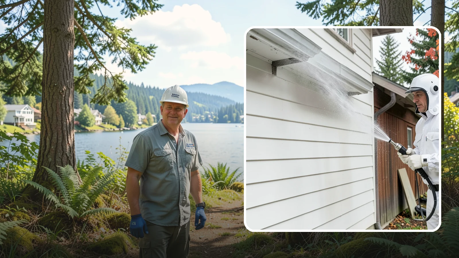 Spring Exterior Cleaning in Milton, King County, WA - A spring exterior cleaning clears away the green film and grime that build up on Washington homes through the long, wet...
