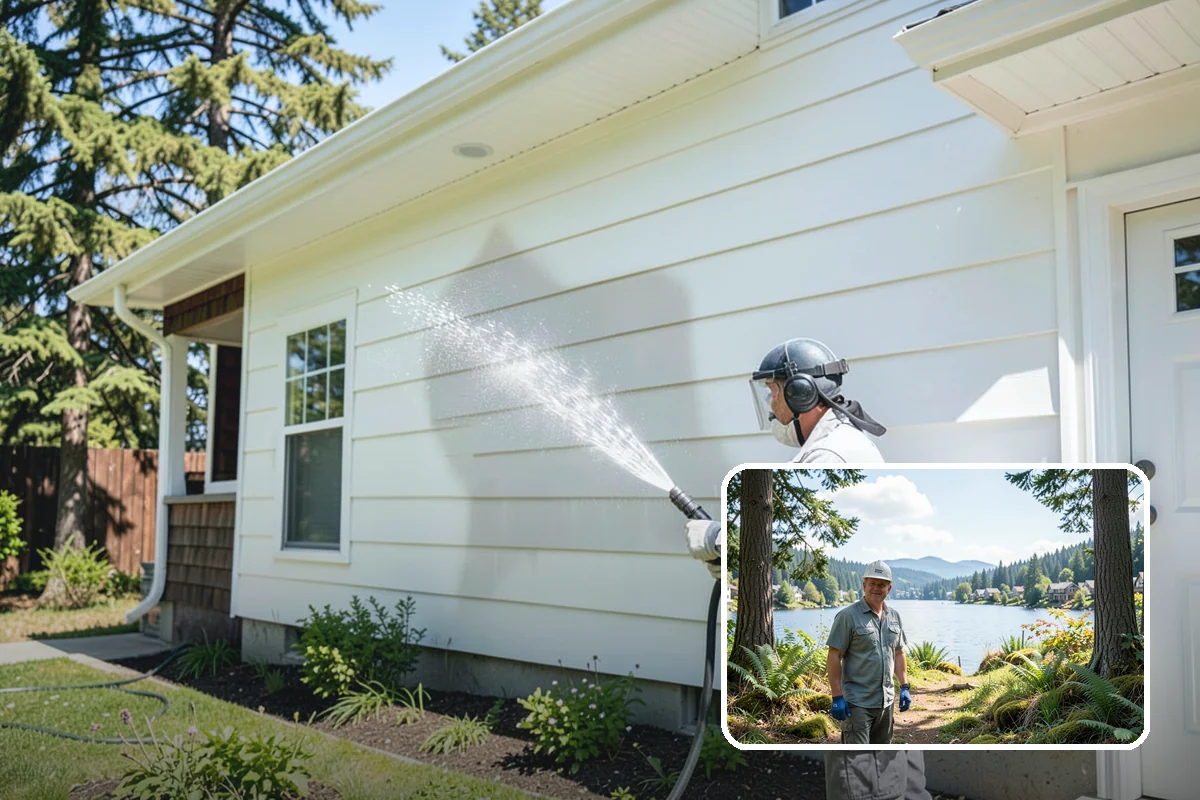 Spring Exterior Cleaning in Milton, King County, WA - Removes the algae and pollen that accumulate over a soggy Washington winter
