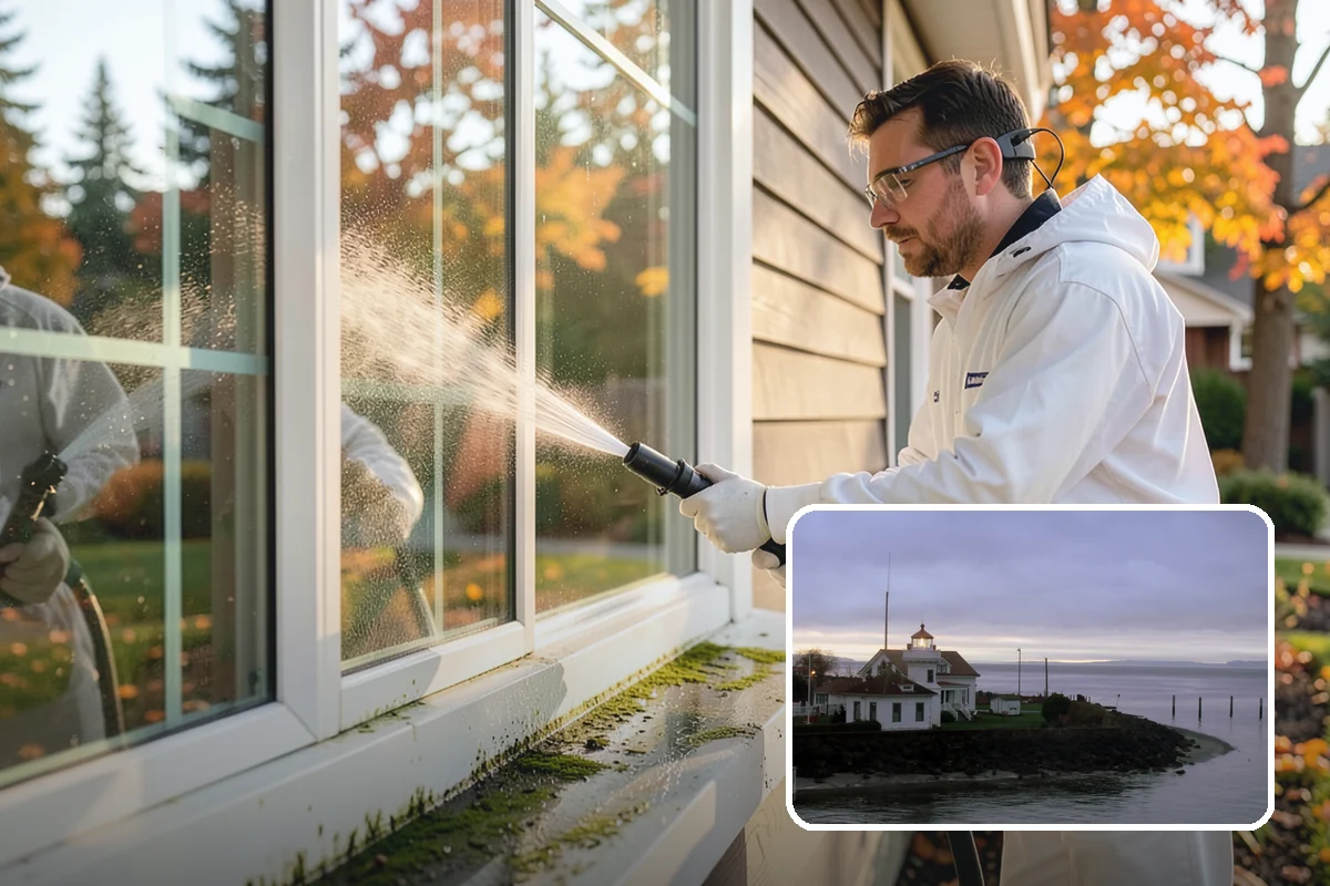 Spring Exterior Cleaning in Mukilteo, Snohomish County, WA - Removes the algae and pollen that accumulate over a soggy Washington winter