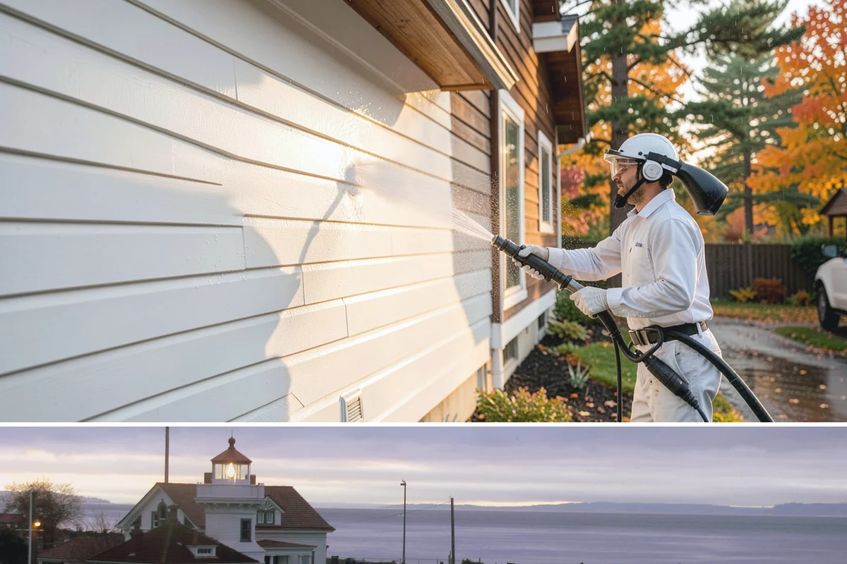 Spring Exterior Cleaning in Mukilteo, Snohomish County, WA - Late March through May is ideal, once the heavy rains ease but before summer sun locks winter growth into the surface.