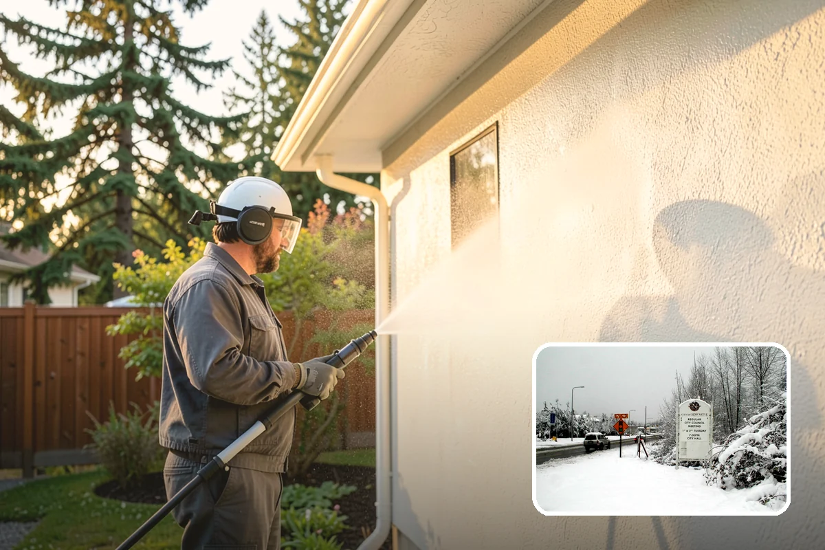 Spring Exterior Cleaning in Newcastle, King County, WA - Removes the algae and pollen that accumulate over a soggy Washington winter