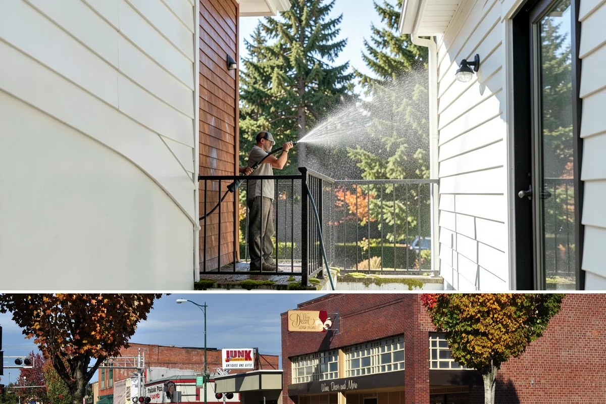 Spring Exterior Cleaning in Puyallup, Pierce County, WA - Late March through May is ideal, once the heavy rains ease but before summer sun locks winter growth into the surface.