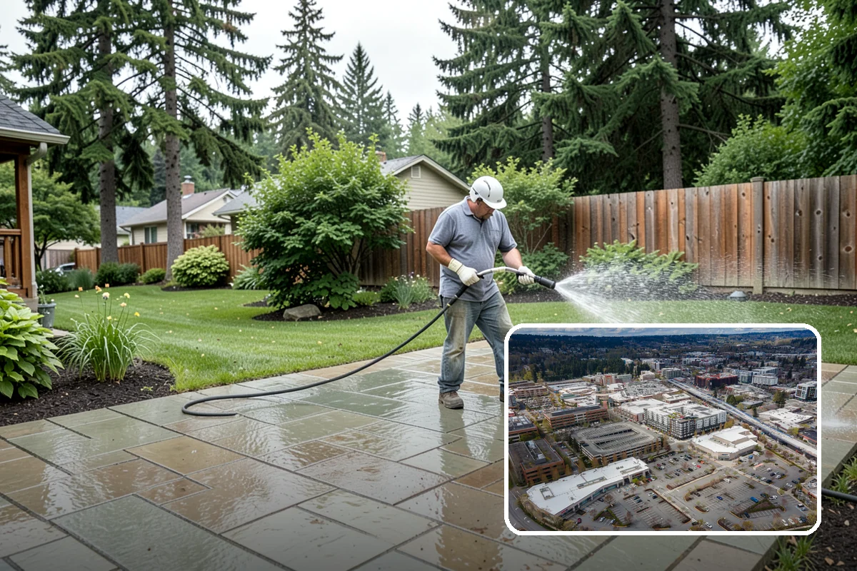 Spring Exterior Cleaning in Redmond, King County, WA - Removes the algae and pollen that accumulate over a soggy Washington winter