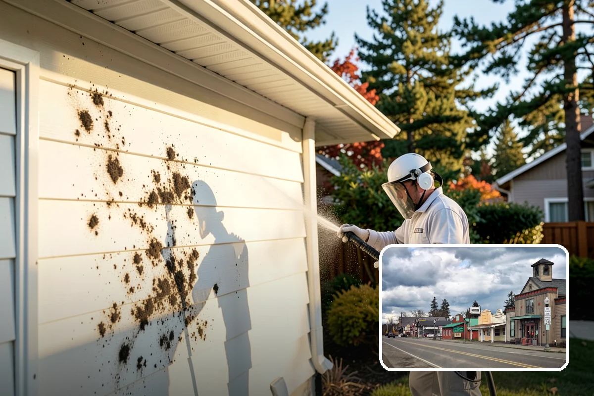 Spring Exterior Cleaning in Roy, Pierce County, WA - Removes the algae and pollen that accumulate over a soggy Washington winter