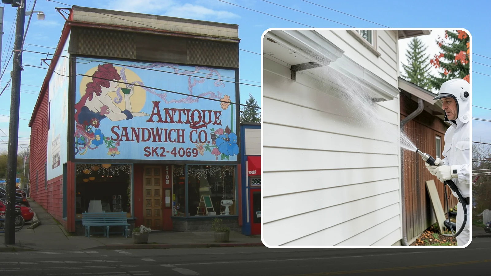 Spring Exterior Cleaning in Ruston, Pierce County, WA - A spring exterior cleaning clears away the green film and grime that build up on Washington homes through the long, wet...