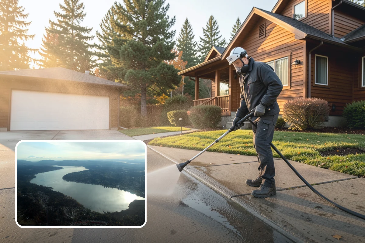 Spring Exterior Cleaning in Sammamish, King County, WA - Removes the algae and pollen that accumulate over a soggy Washington winter