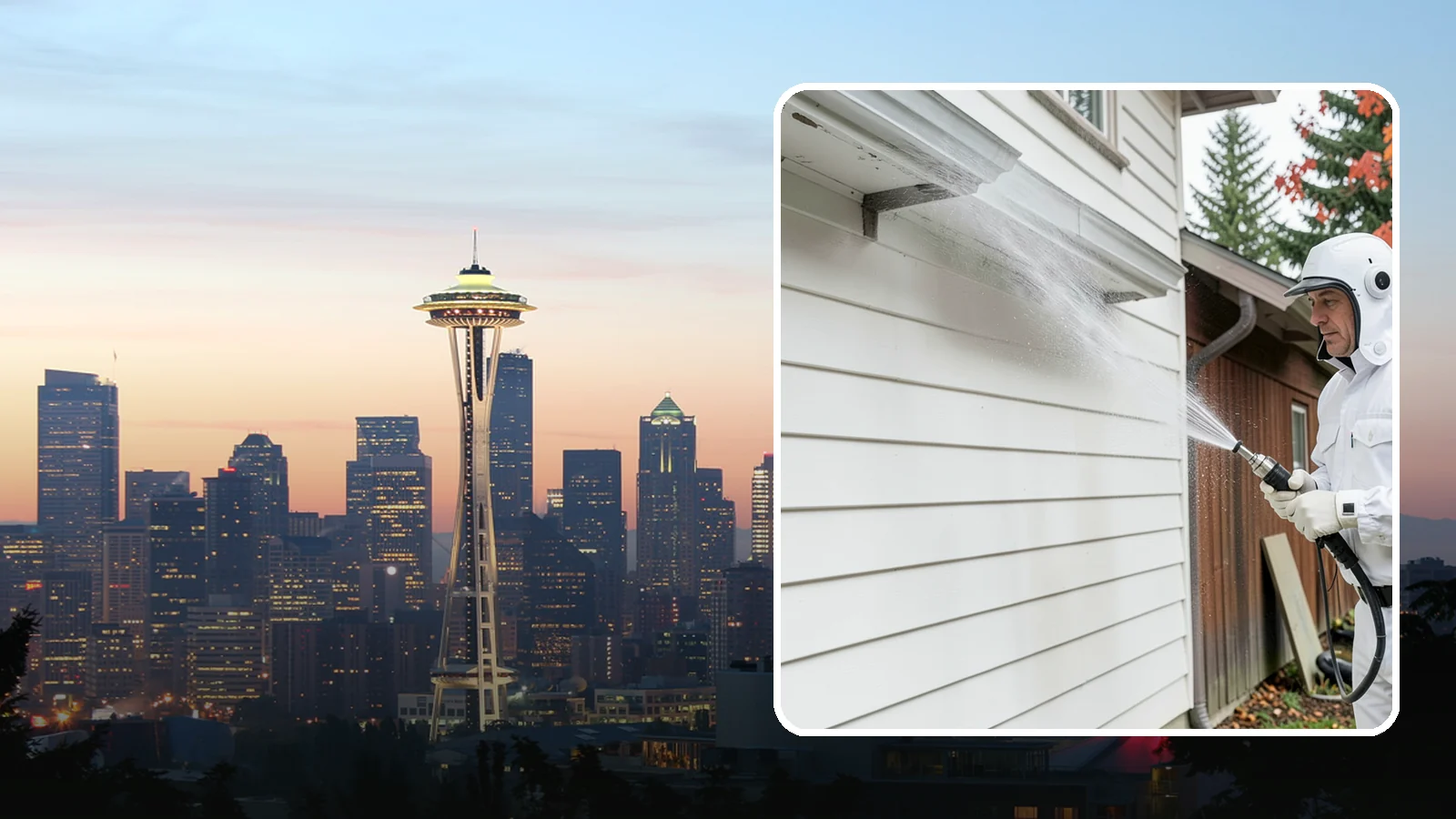 Spring Exterior Cleaning in Seattle, King County, WA - A spring exterior cleaning clears away the green film and grime that build up on Washington homes through the long, wet...