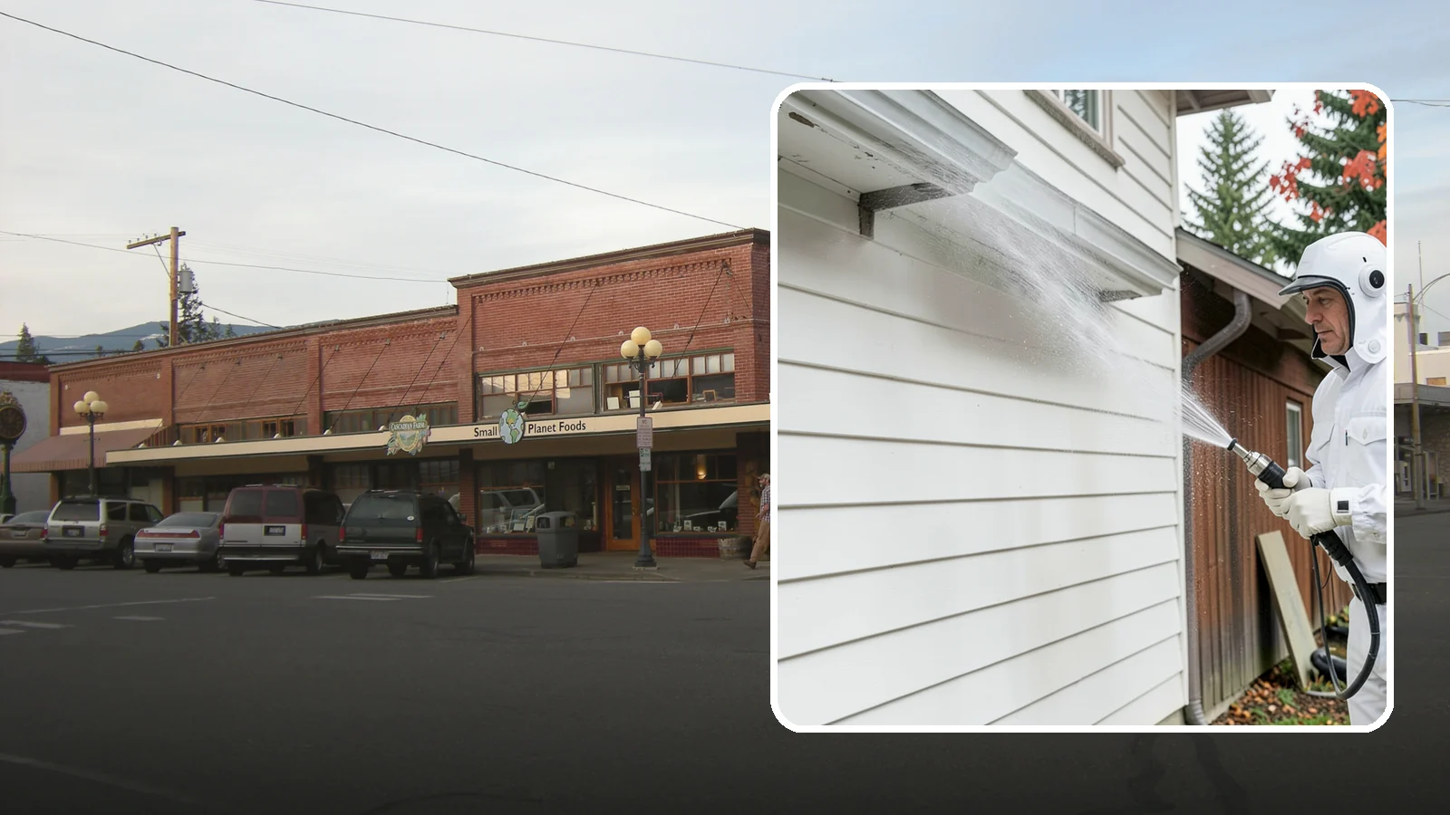 Spring Exterior Cleaning in Sedro-Woolley, Skagit County, WA - A spring exterior cleaning clears away the green film and grime that build up on Washington homes through the long, wet...