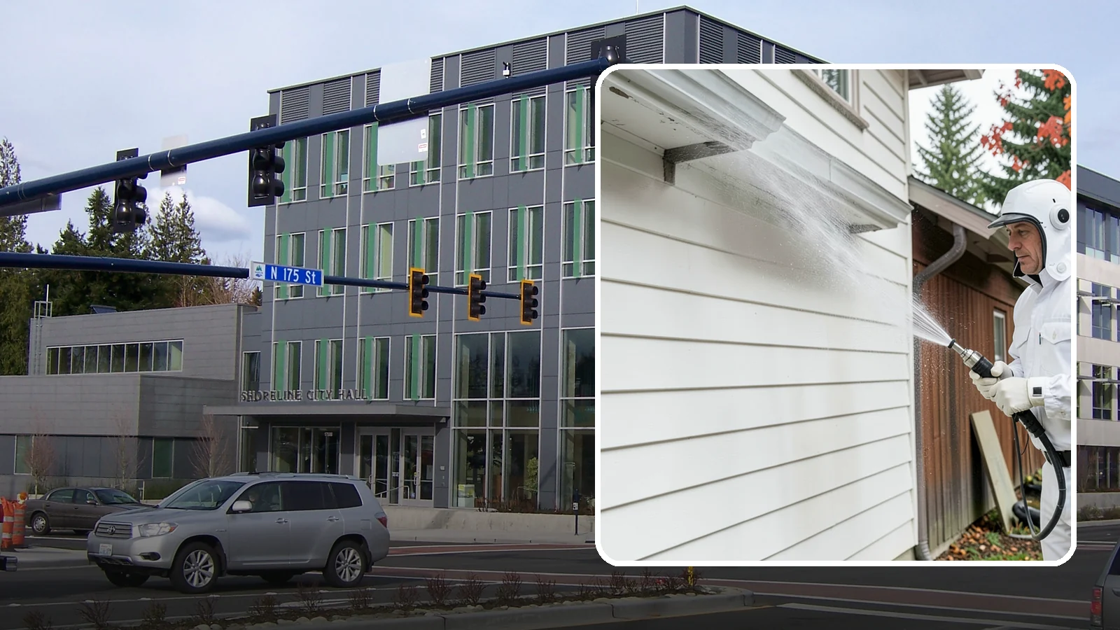 Spring Exterior Cleaning in Shoreline, King County, WA - A spring exterior cleaning clears away the green film and grime that build up on Washington homes through the long, wet...