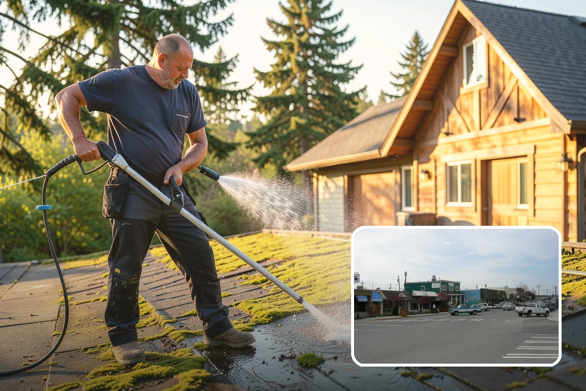 Spring Exterior Cleaning in Stanwood, Snohomish County, WA - Removes the algae and pollen that accumulate over a soggy Washington winter