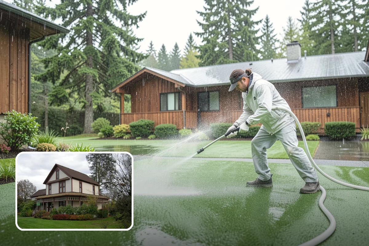 Spring Exterior Cleaning in Sumner, Pierce County, WA - Removes the algae and pollen that accumulate over a soggy Washington winter