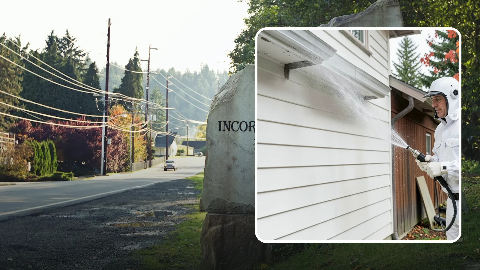 Spring Exterior Cleaning in Wilkeson, Pierce County, WA - A spring exterior cleaning clears away the green film and grime that build up on Washington homes through the long, wet...