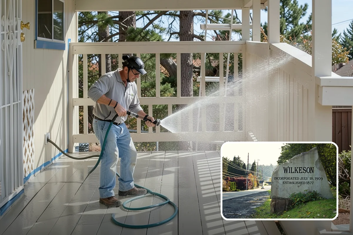 Spring Exterior Cleaning in Wilkeson, Pierce County, WA - Removes the algae and pollen that accumulate over a soggy Washington winter