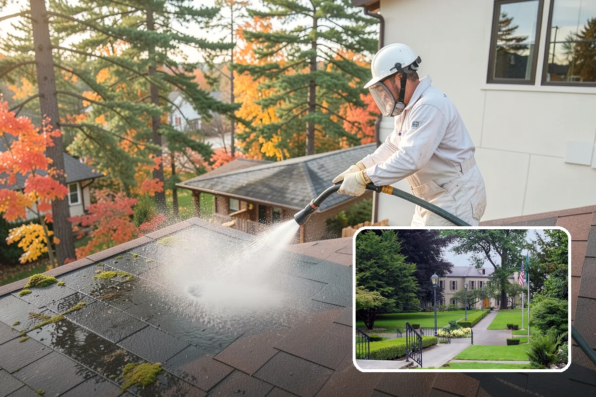 Spring Exterior Cleaning in Woodinville, King County, WA - Removes the algae and pollen that accumulate over a soggy Washington winter