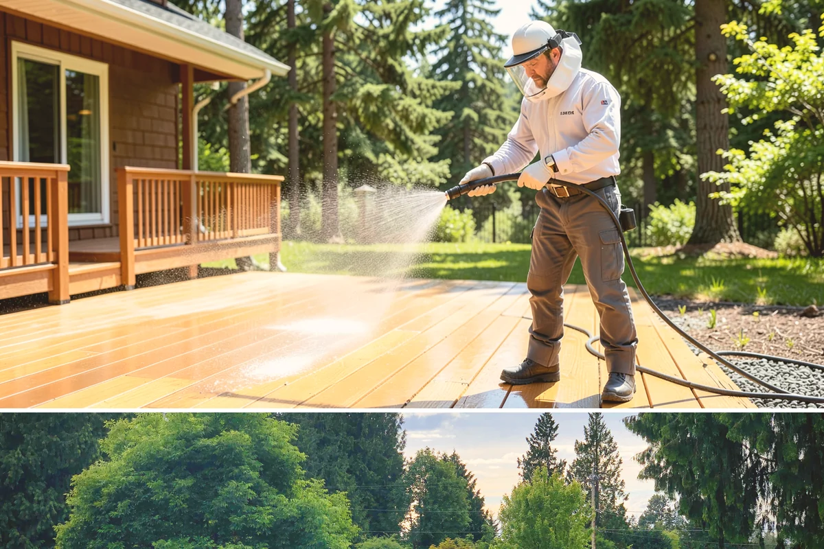 Stain Stripping in Bonney Lake, Pierce County, WA - Ideal in the drier months so the stripped surface can dry fully before new stain or sealer is applied.
