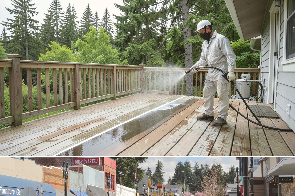 Stain Stripping in Bothell, King County, WA - Ideal in the drier months so the stripped surface can dry fully before new stain or sealer is applied.
