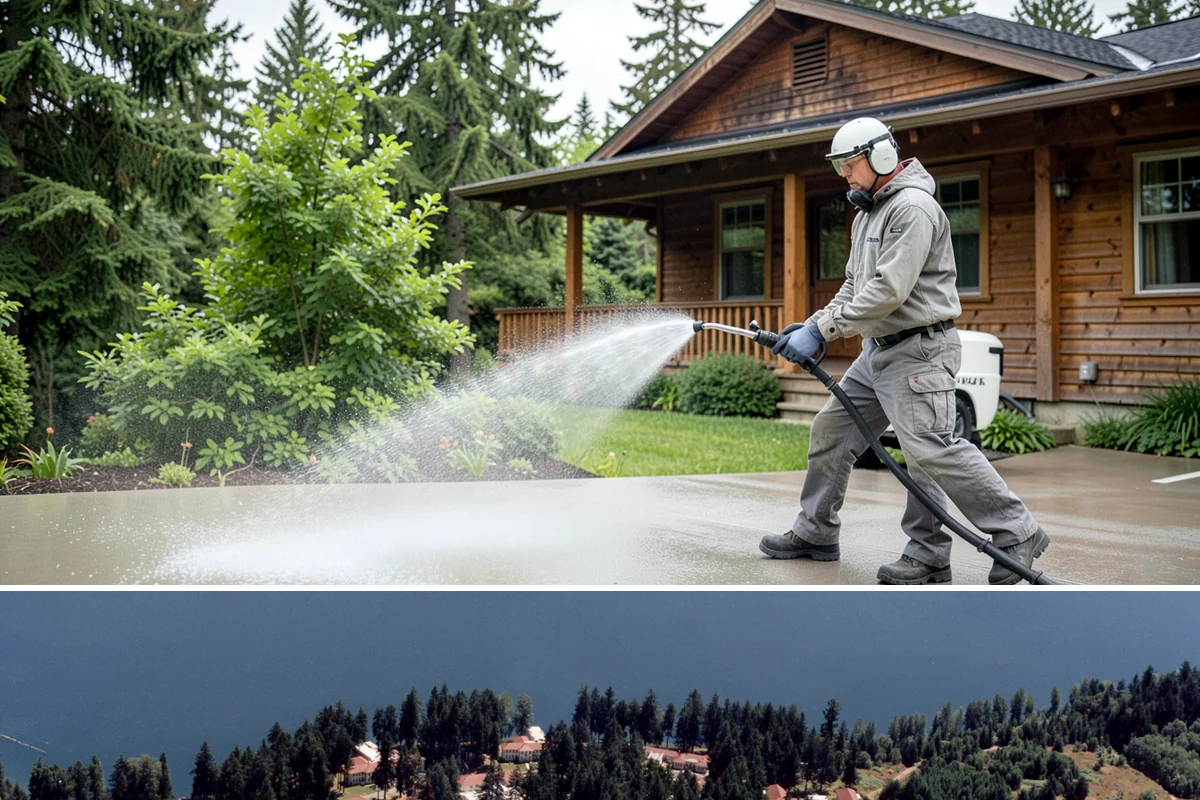Stain Stripping in Lakewood, Pierce County, WA - Ideal in the drier months so the stripped surface can dry fully before new stain or sealer is applied.