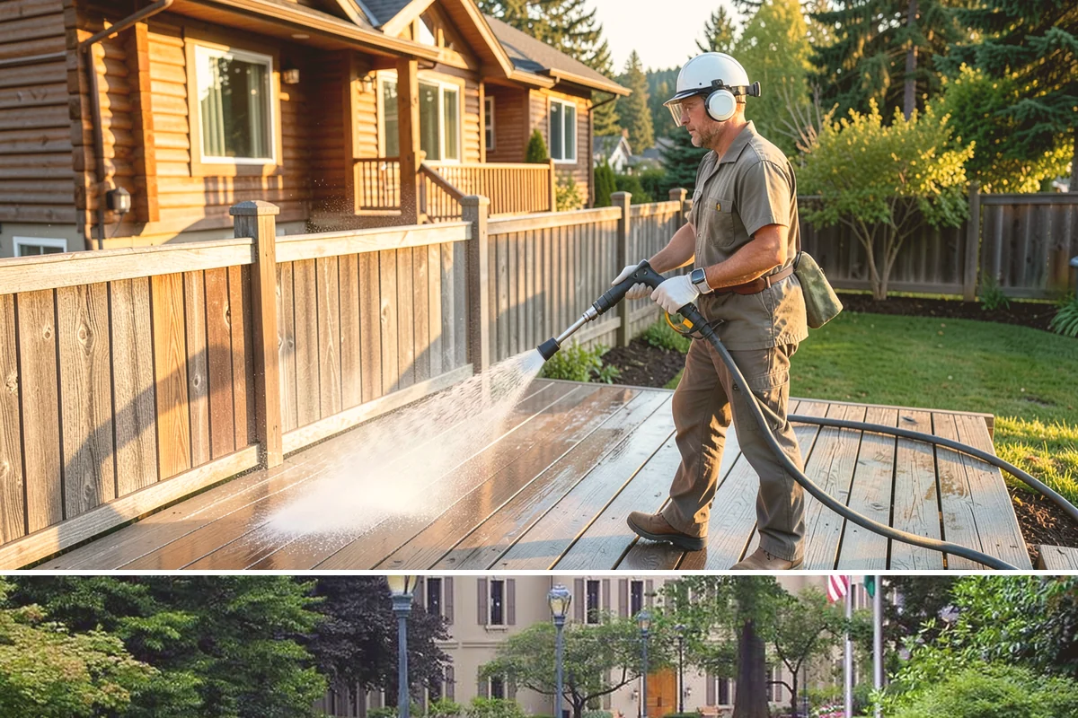 Stain Stripping in Woodinville, King County, WA - Ideal in the drier months so the stripped surface can dry fully before new stain or sealer is applied.