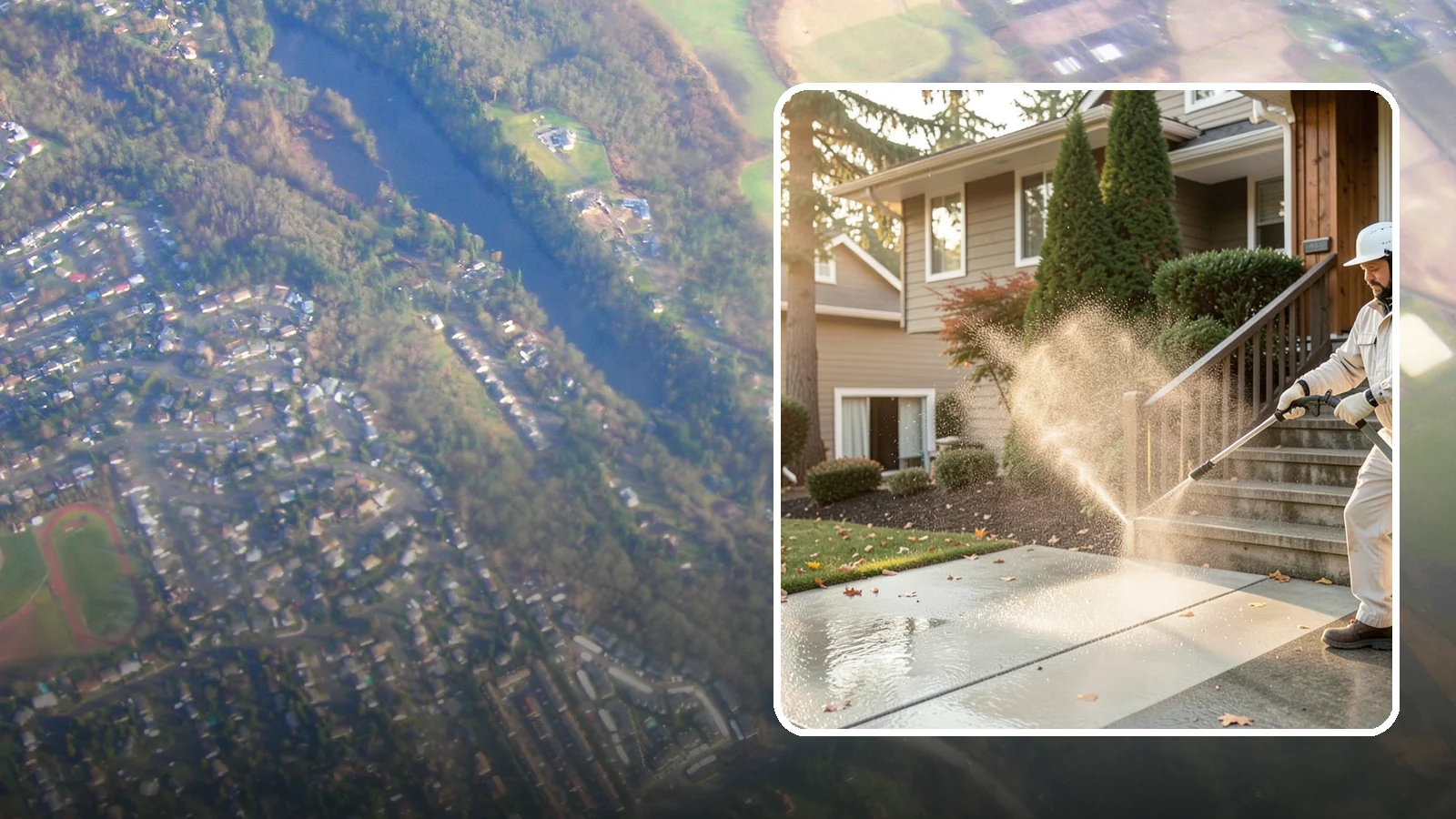 Stair Cleaning in Algona, King County, WA - Clean exterior stairs to remove the slick moss layer that makes wet-weather steps dangerous.