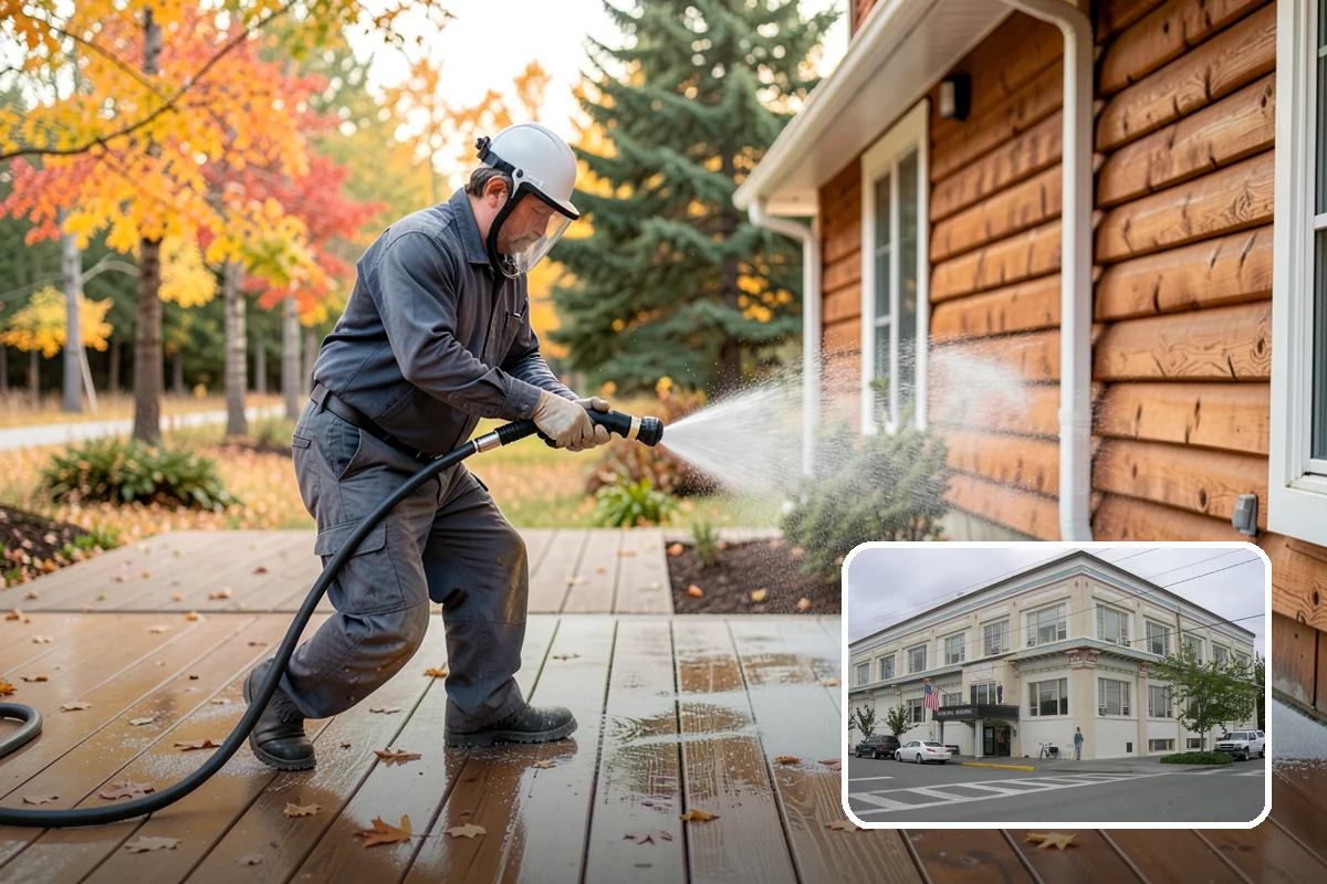 Stair Cleaning in Anacortes, Skagit County, WA - Removes the slick growth that causes stair falls