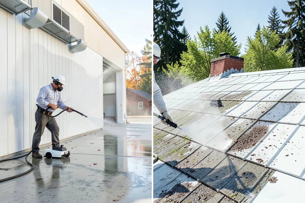 Stair Cleaning in Arlington, Snohomish County, WA - Clear debris and pre-treat treads and risers