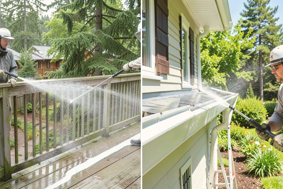 Stair Cleaning in Bellevue, King County, WA - Clear debris and pre-treat treads and risers