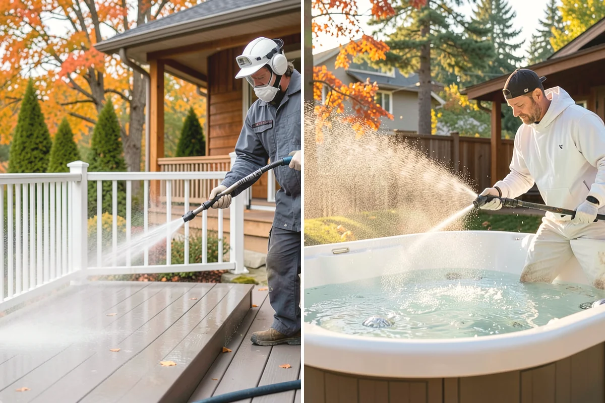 Stair Cleaning in Black Diamond, King County, WA - Clear debris and pre-treat treads and risers