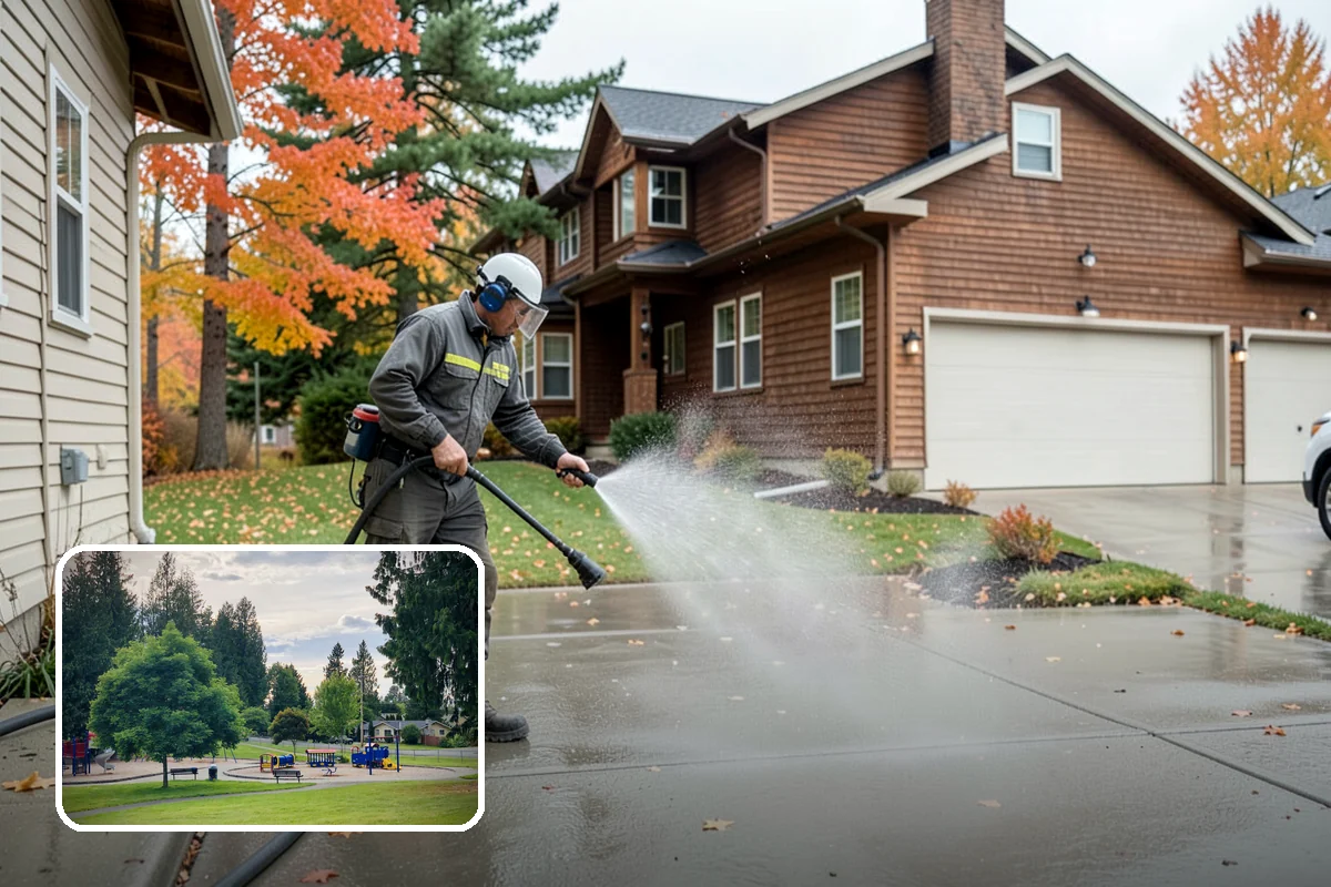 Stair Cleaning in Bonney Lake, Pierce County, WA - Removes the slick growth that causes stair falls