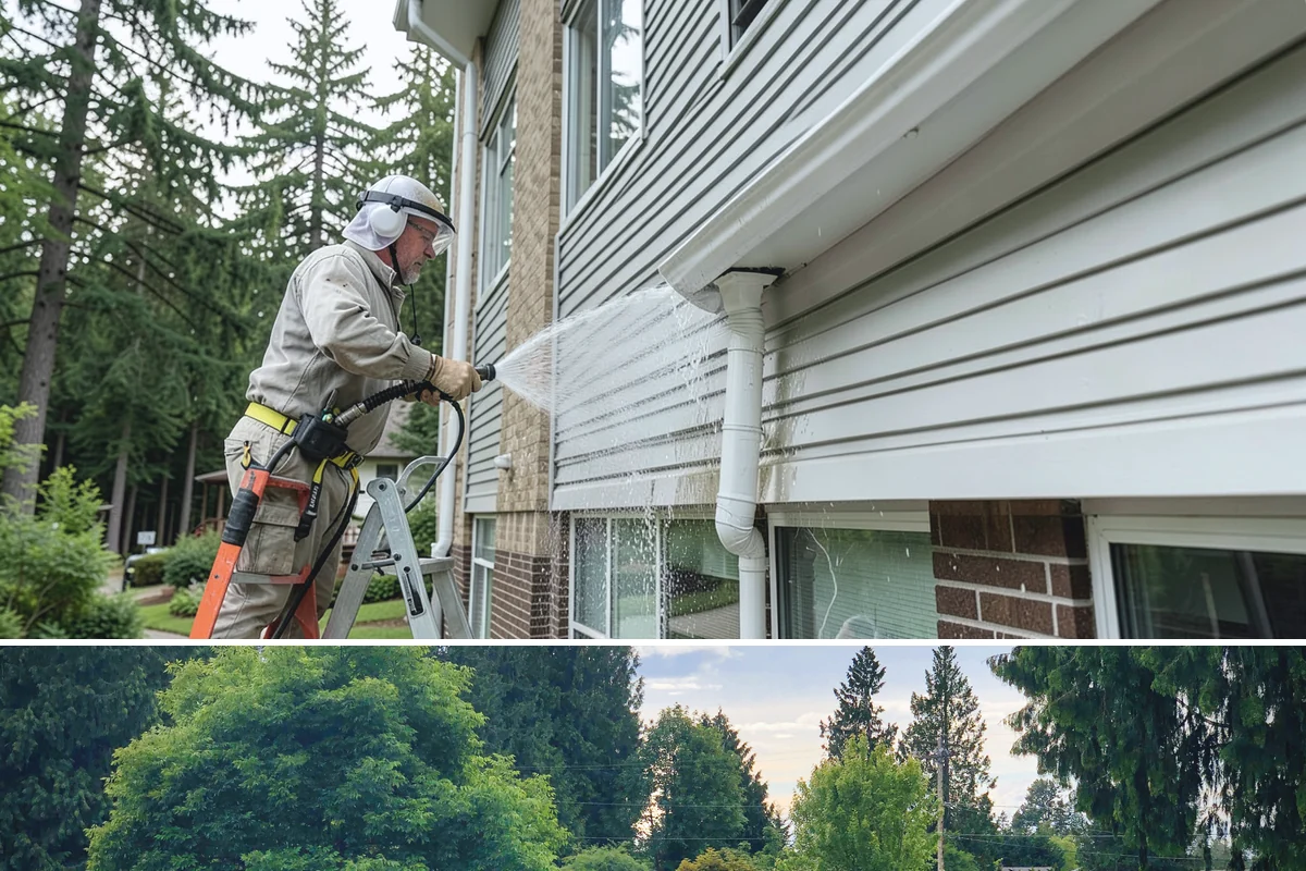 Stair Cleaning in Bonney Lake, Pierce County, WA - Clean exterior stairs before the fall rains return to keep footing safe through winter.