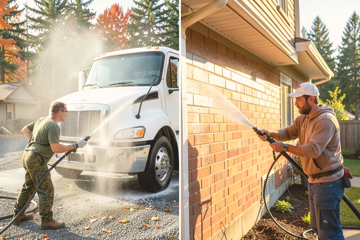 Stair Cleaning in Brier, Snohomish County, WA - Clear debris and pre-treat treads and risers