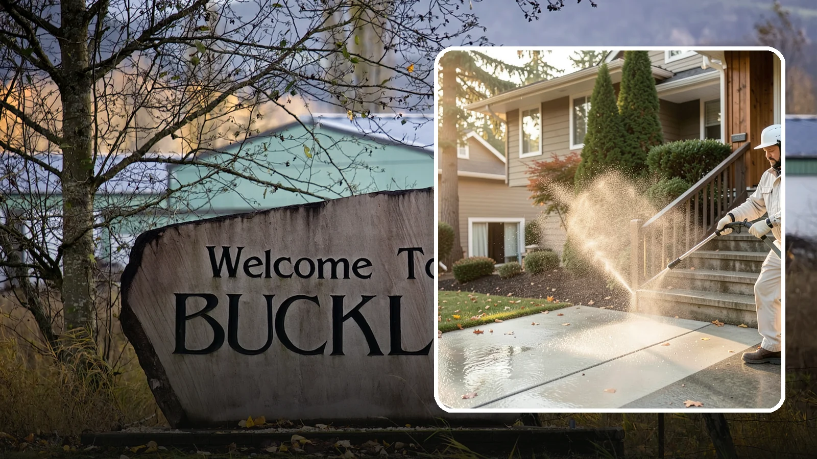 Stair Cleaning in Buckley, Pierce County, WA - Clean exterior stairs to remove the slick moss layer that makes wet-weather steps dangerous.