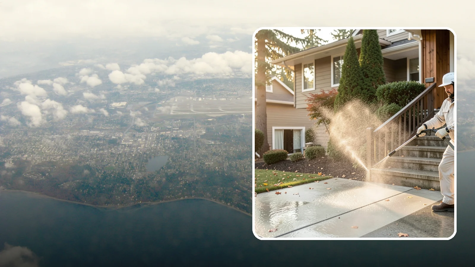 Stair Cleaning in Burien, King County, WA - Clean exterior stairs to remove the slick moss layer that makes wet-weather steps dangerous.