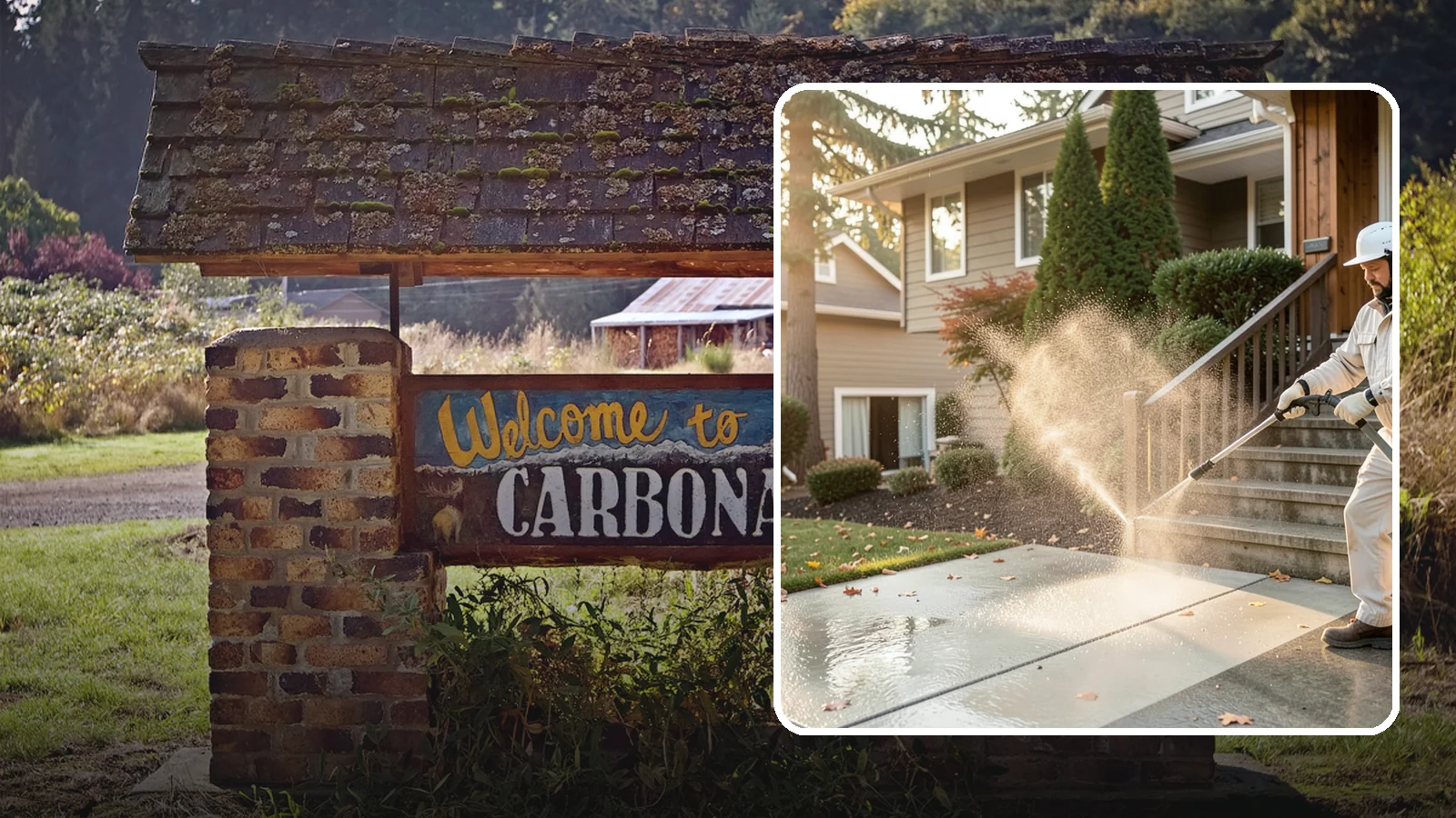 Stair Cleaning in Carbonado, Pierce County, WA - Clean exterior stairs to remove the slick moss layer that makes wet-weather steps dangerous.