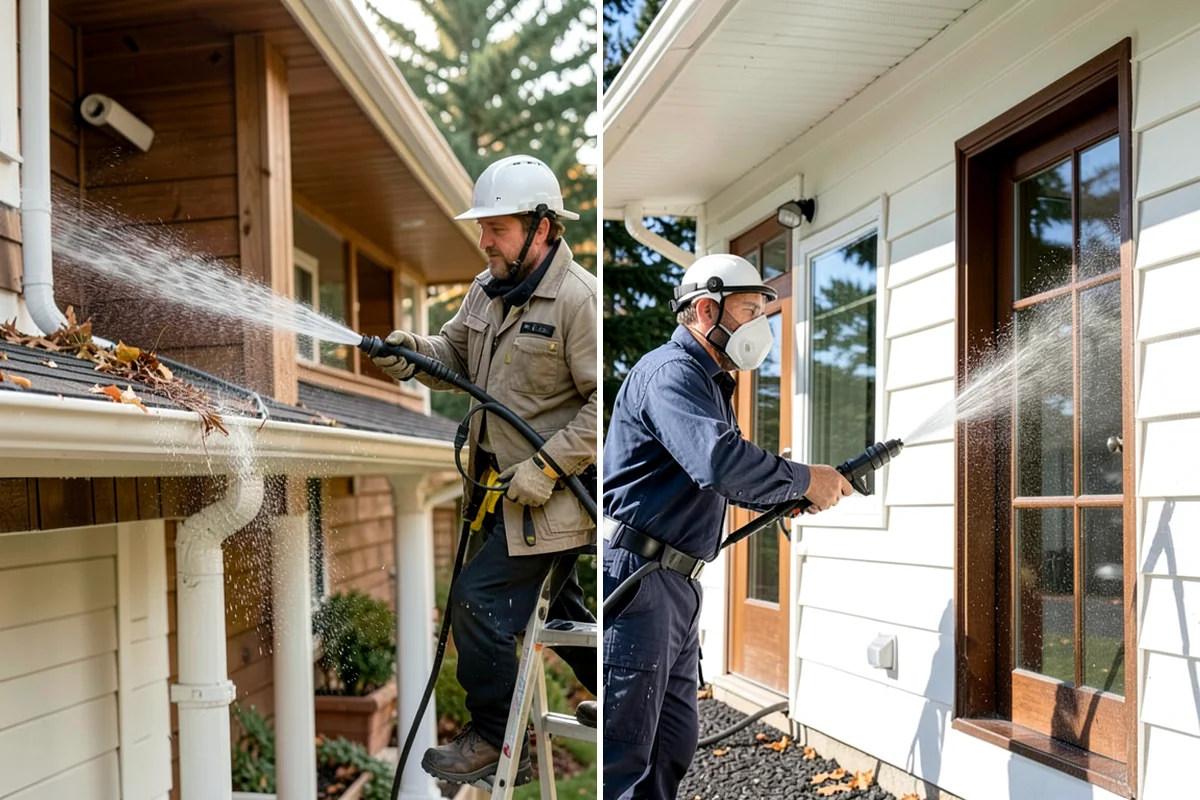 Stair Cleaning in Clyde Hill, King County, WA - Clear debris and pre-treat treads and risers