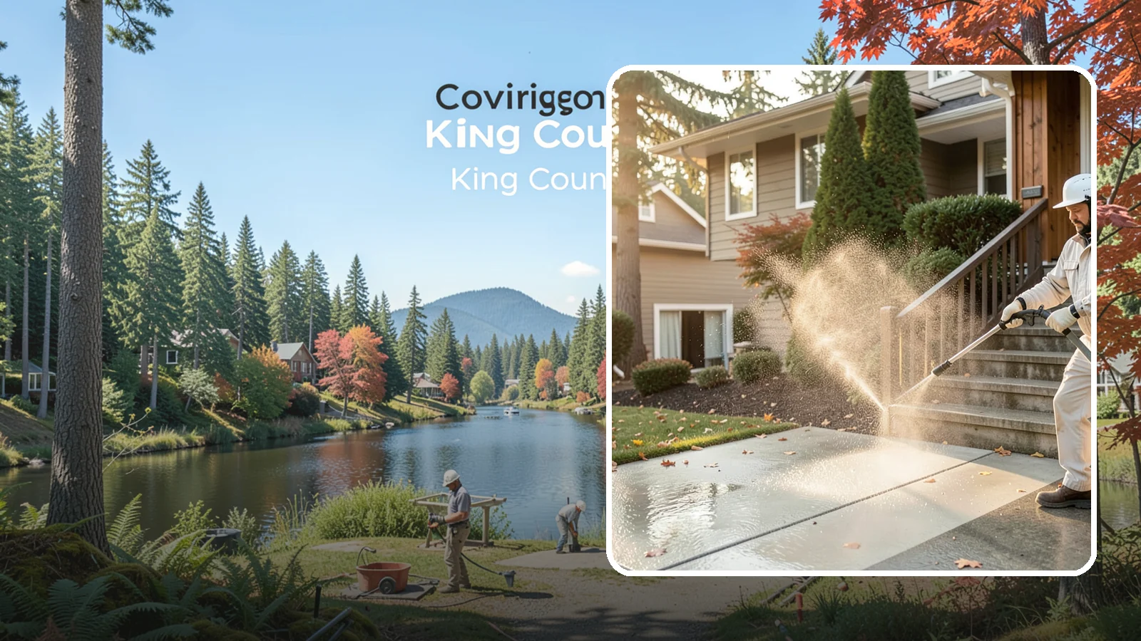 Stair Cleaning in Covington, King County, WA - Clean exterior stairs to remove the slick moss layer that makes wet-weather steps dangerous.