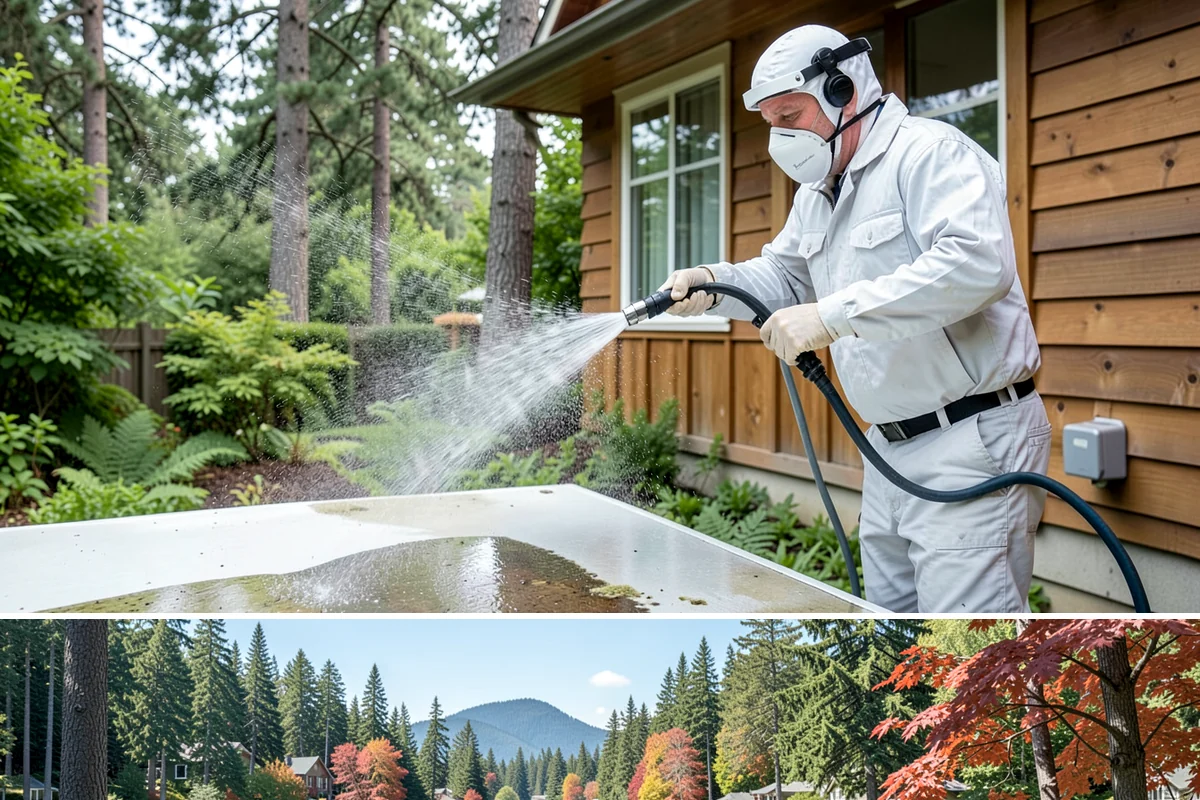 Stair Cleaning in Covington, King County, WA - Clean exterior stairs before the fall rains return to keep footing safe through winter.