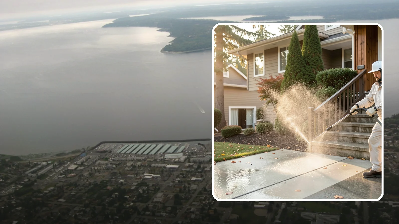 Stair Cleaning in Des Moines, King County, WA - Clean exterior stairs to remove the slick moss layer that makes wet-weather steps dangerous.