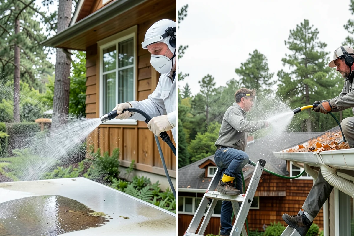 Stair Cleaning in DuPont, Pierce County, WA - Clear debris and pre-treat treads and risers