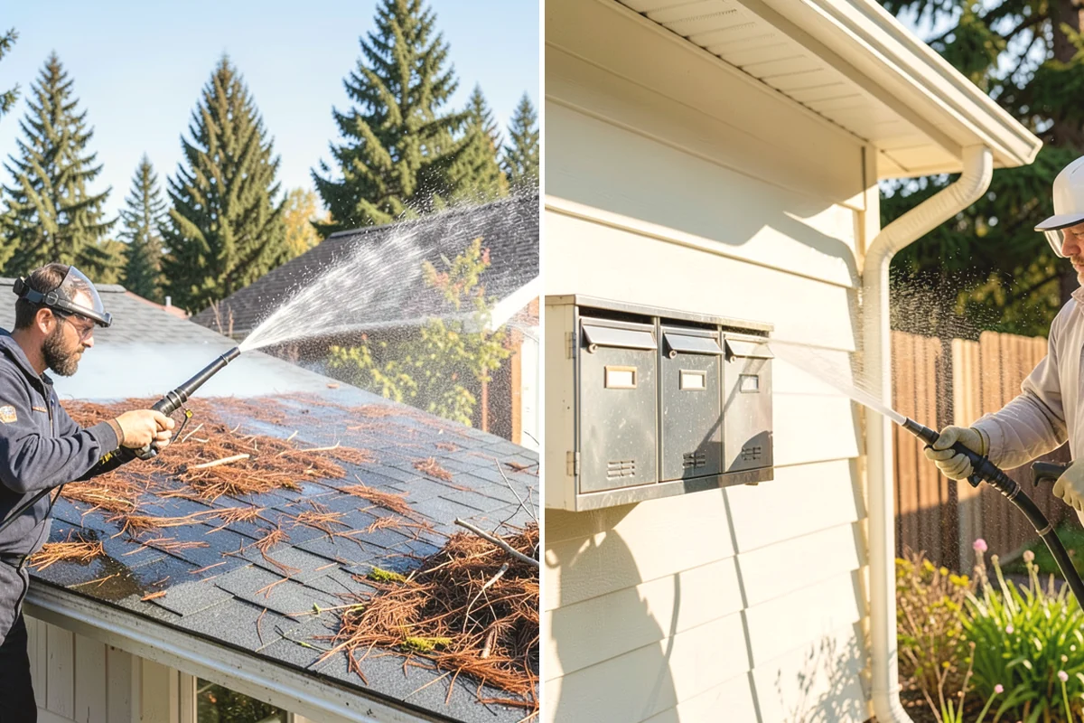 Stair Cleaning in Duvall, King County, WA - Clear debris and pre-treat treads and risers