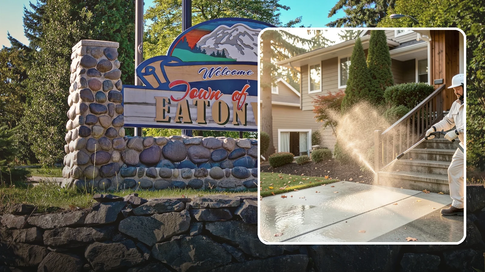 Stair Cleaning in Eatonville, Pierce County, WA - Clean exterior stairs to remove the slick moss layer that makes wet-weather steps dangerous.