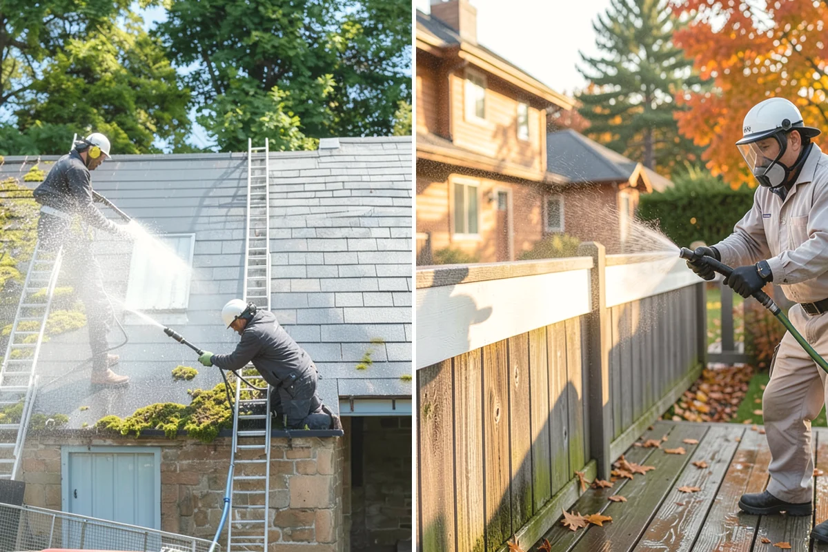 Stair Cleaning in Edgewood, Pierce County, WA - Clear debris and pre-treat treads and risers