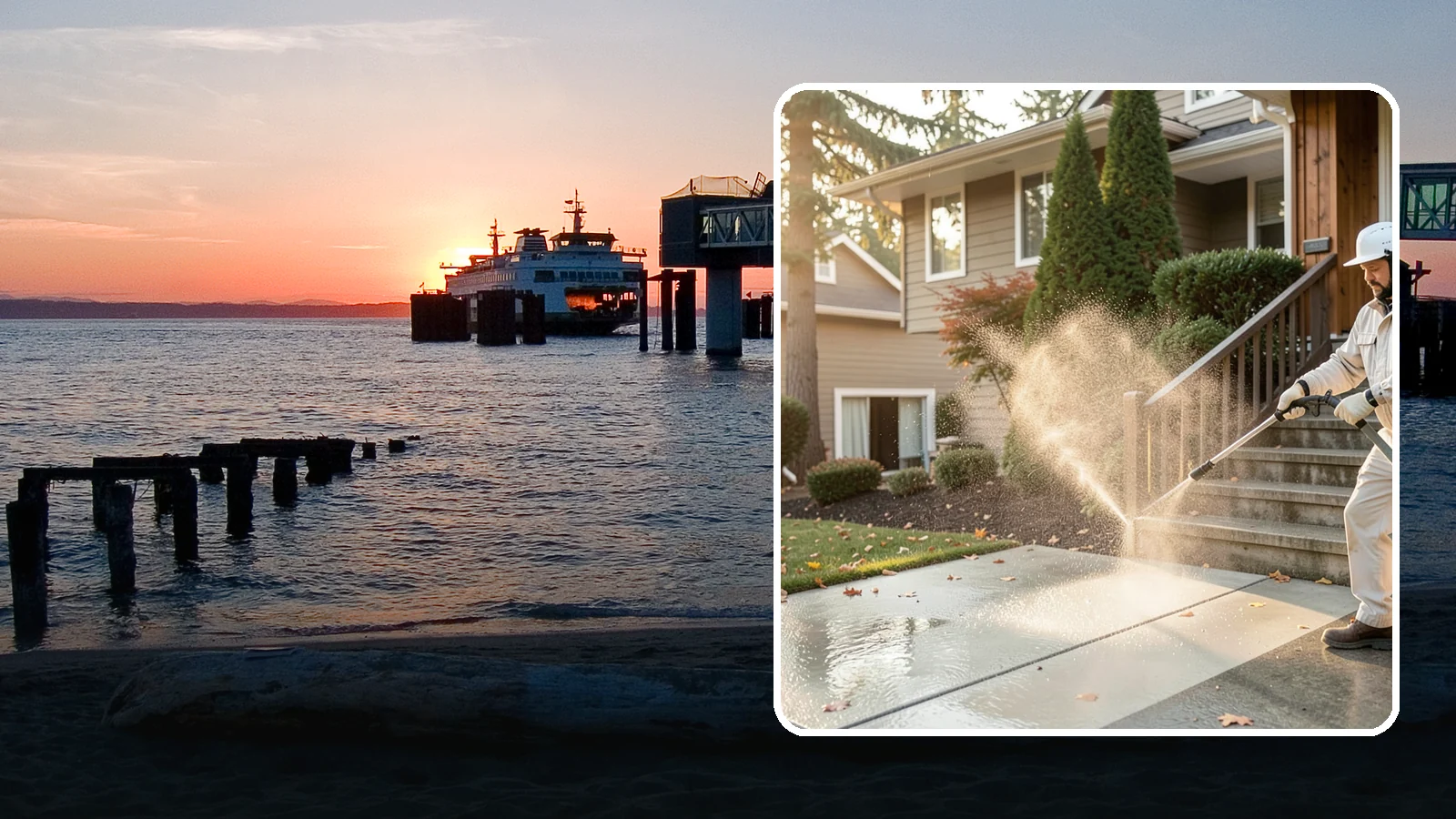 Stair Cleaning in Edmonds, Snohomish County, WA - Clean exterior stairs to remove the slick moss layer that makes wet-weather steps dangerous.