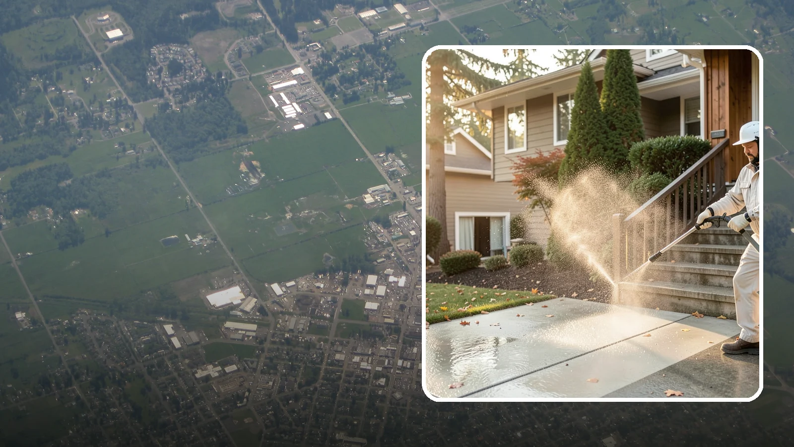 Stair Cleaning in Enumclaw, King County, WA - Clean exterior stairs to remove the slick moss layer that makes wet-weather steps dangerous.