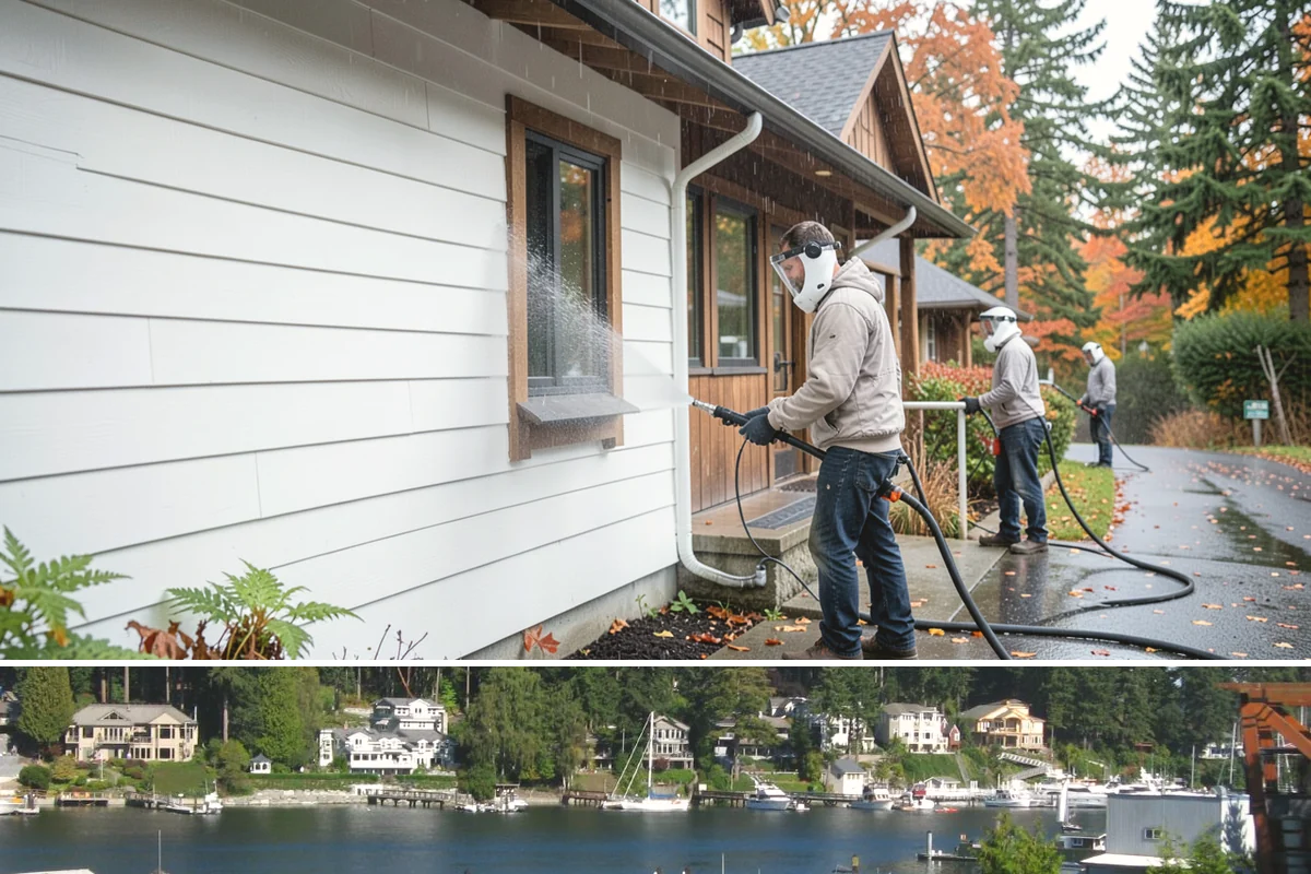 Stair Cleaning in Gig Harbor, Pierce County, WA - Clean exterior stairs before the fall rains return to keep footing safe through winter.