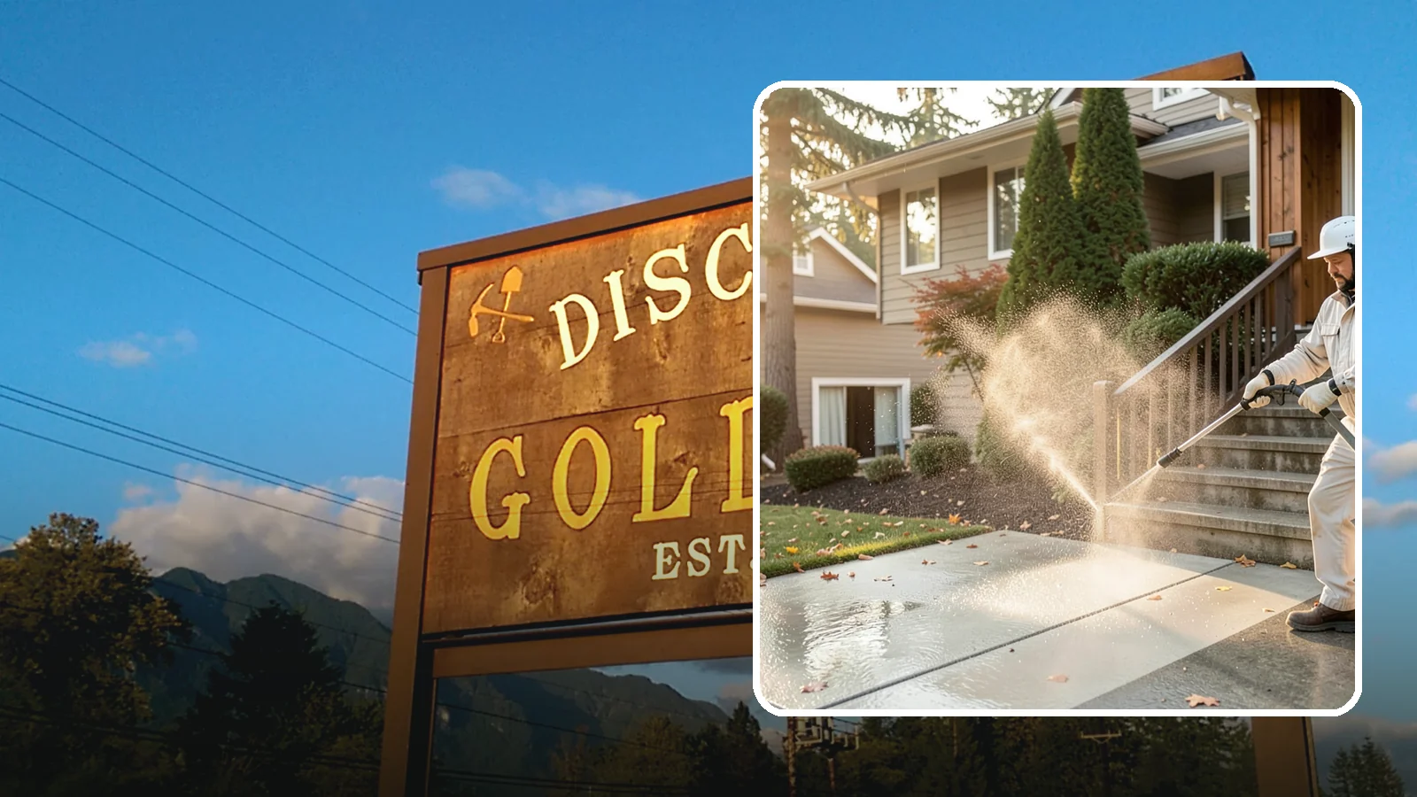Stair Cleaning in Gold Bar, Snohomish County, WA - Clean exterior stairs to remove the slick moss layer that makes wet-weather steps dangerous.