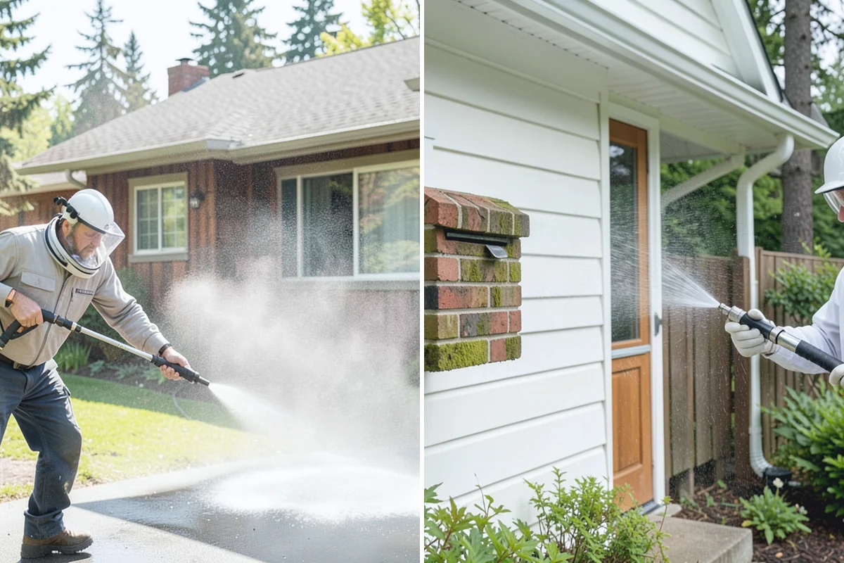Stair Cleaning in Granite Falls, Snohomish County, WA - Clear debris and pre-treat treads and risers
